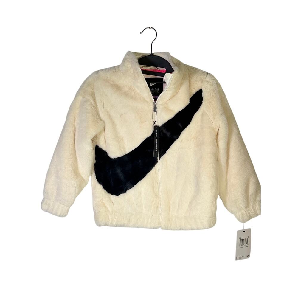 Nike Girls Faux Fur Colorblock Jacket Size 6X/7 - Picture 2 of 10